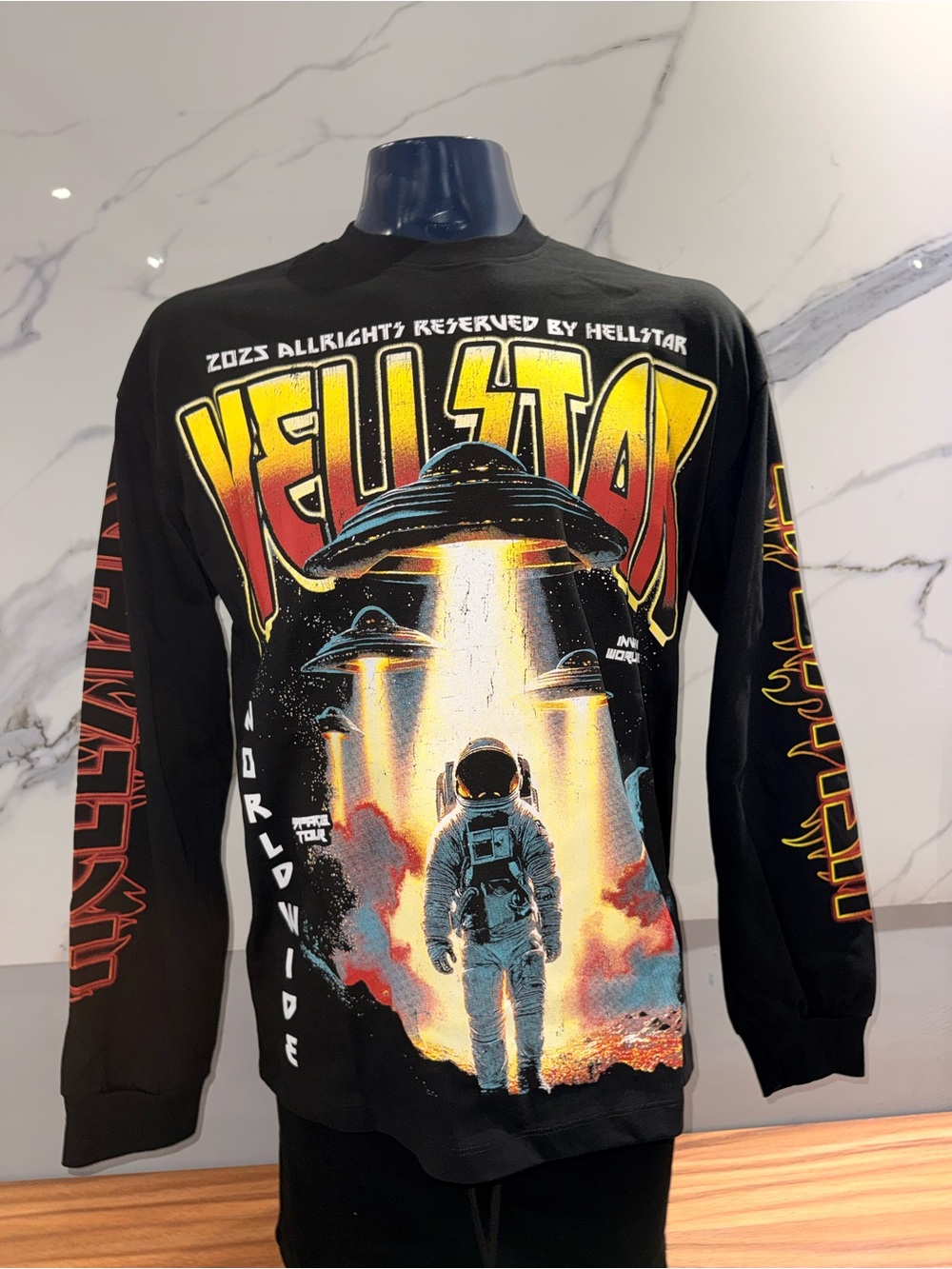Hellstar Black Graphic Space-Theme Kids Long-Sleeve Tee